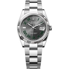 Rolex Datejust 36mm Unisex Mirror Automatic Watch – Slate Gray Roman Numeral Dial & Silver Stainless Steel Three-Link Bracelet