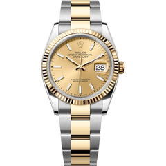 Rolex Datejust 36mm Unisex Mirror Automatic Watch – Champagne Dial & Two-Tone Silver & Gold-Tone Stainless Steel Three-Link Bracelet