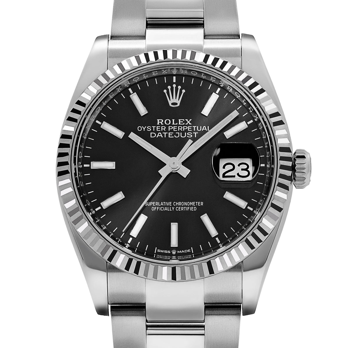 Rolex Datejust 36mm unisex mirror watch, black dial – view 2