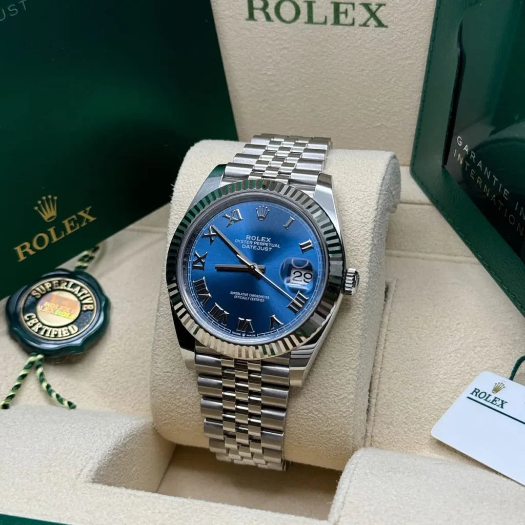 Rolex Datejust 36mm unisex mirror watch, blue Roman numeral dial – view 4