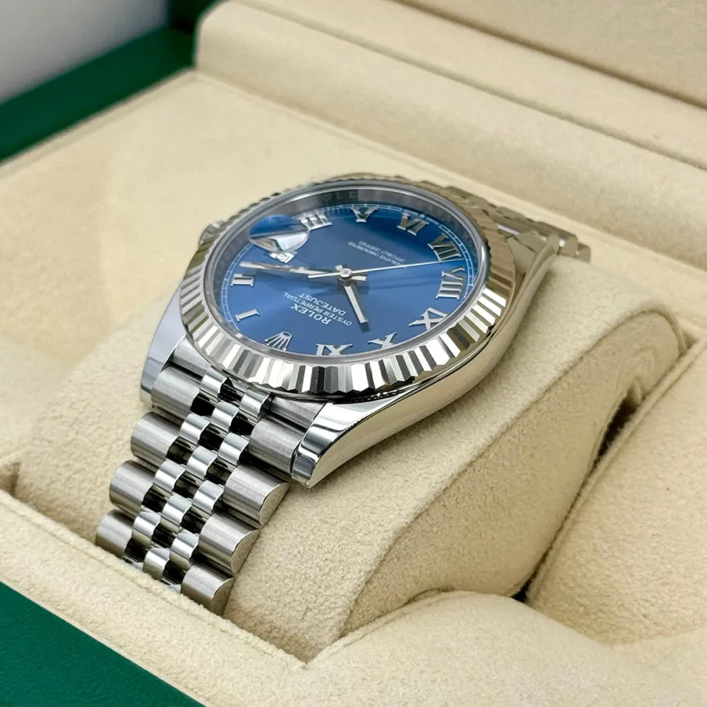 Rolex Datejust 36mm unisex mirror watch, blue Roman numeral dial – view 6