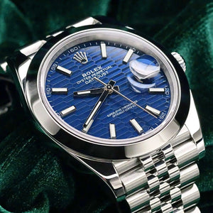 Rolex Datejust 36mm unisex mirror watch, blue fluted motif dial – view 12