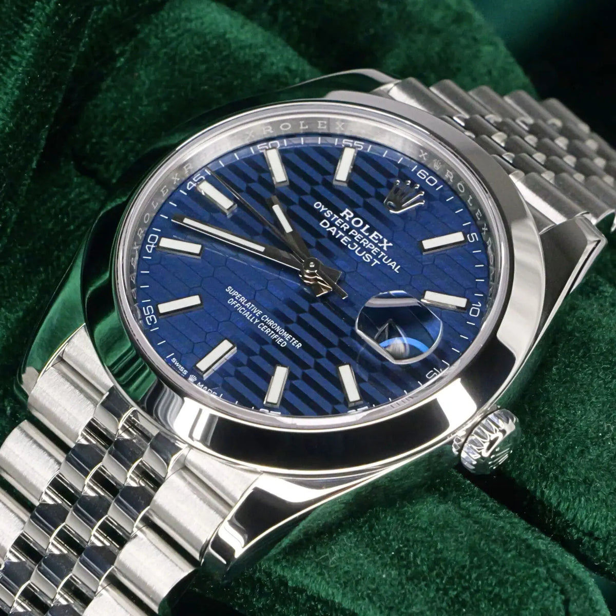 Rolex Datejust 36mm unisex mirror watch, blue fluted motif dial – view 4
