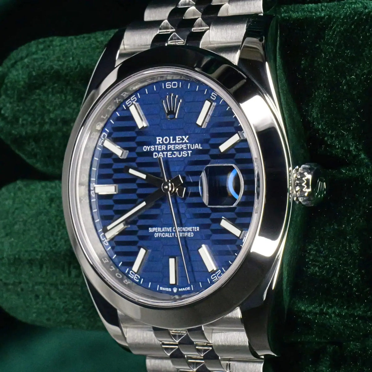 Rolex Datejust 36mm unisex mirror watch, blue fluted motif dial – view 6