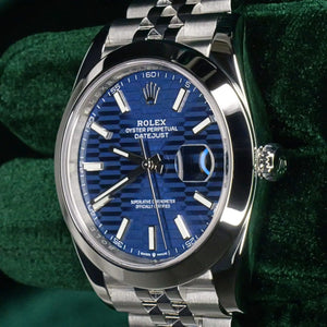 Rolex Datejust 36mm unisex mirror watch, blue fluted motif dial – view 6