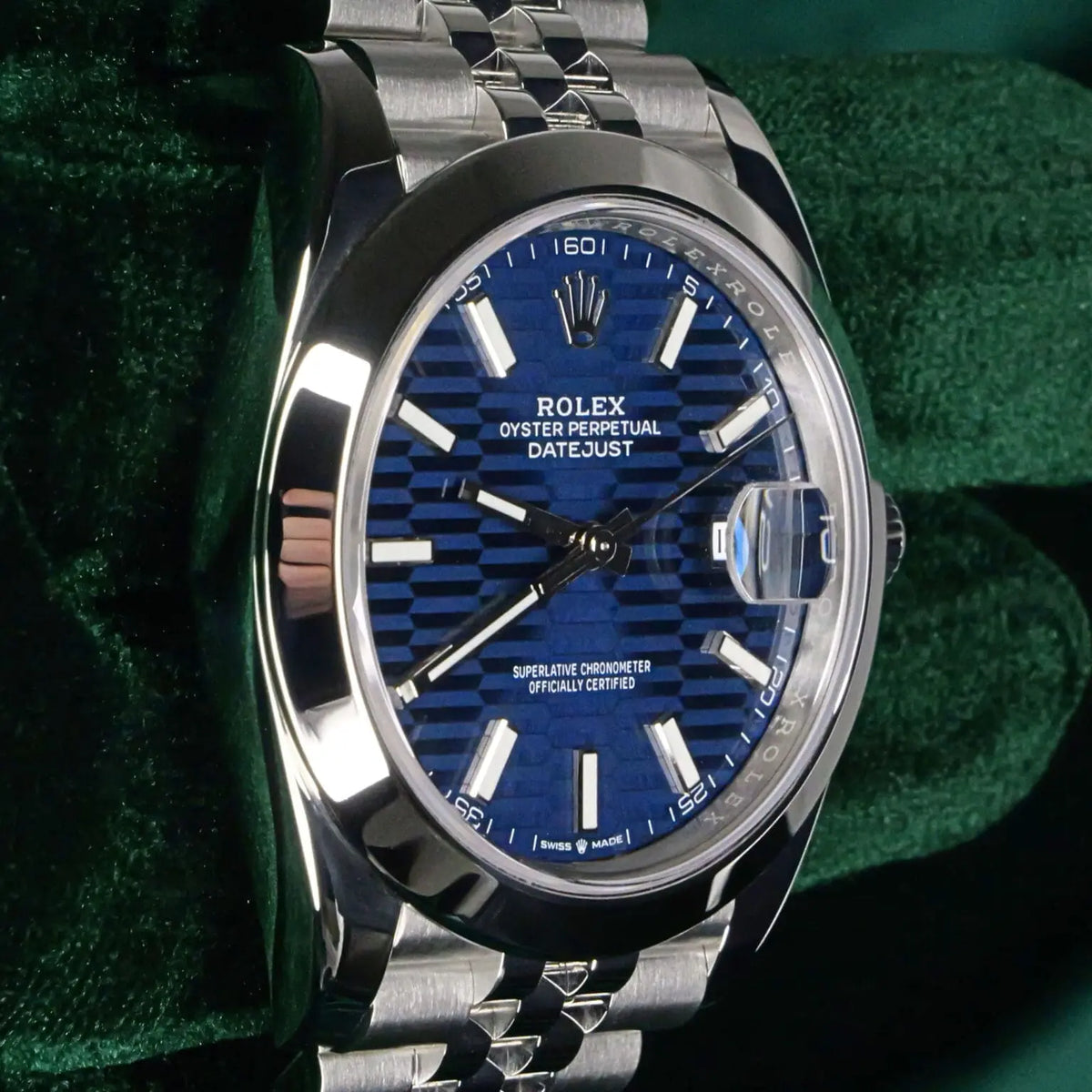 Rolex Datejust 36mm unisex mirror watch, blue fluted motif dial – view 7