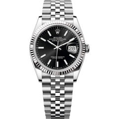 Rolex Datejust 36mm Unisex Mirror Automatic Watch – Black Dial & Silver Stainless Steel Five-Link Bracelet