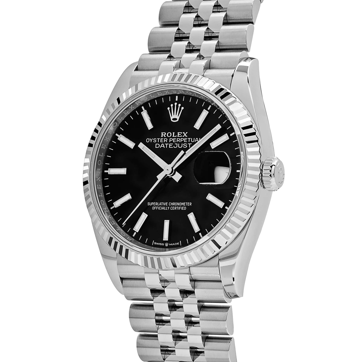 Rolex Datejust 36mm unisex mirror watch, black dial – view 4