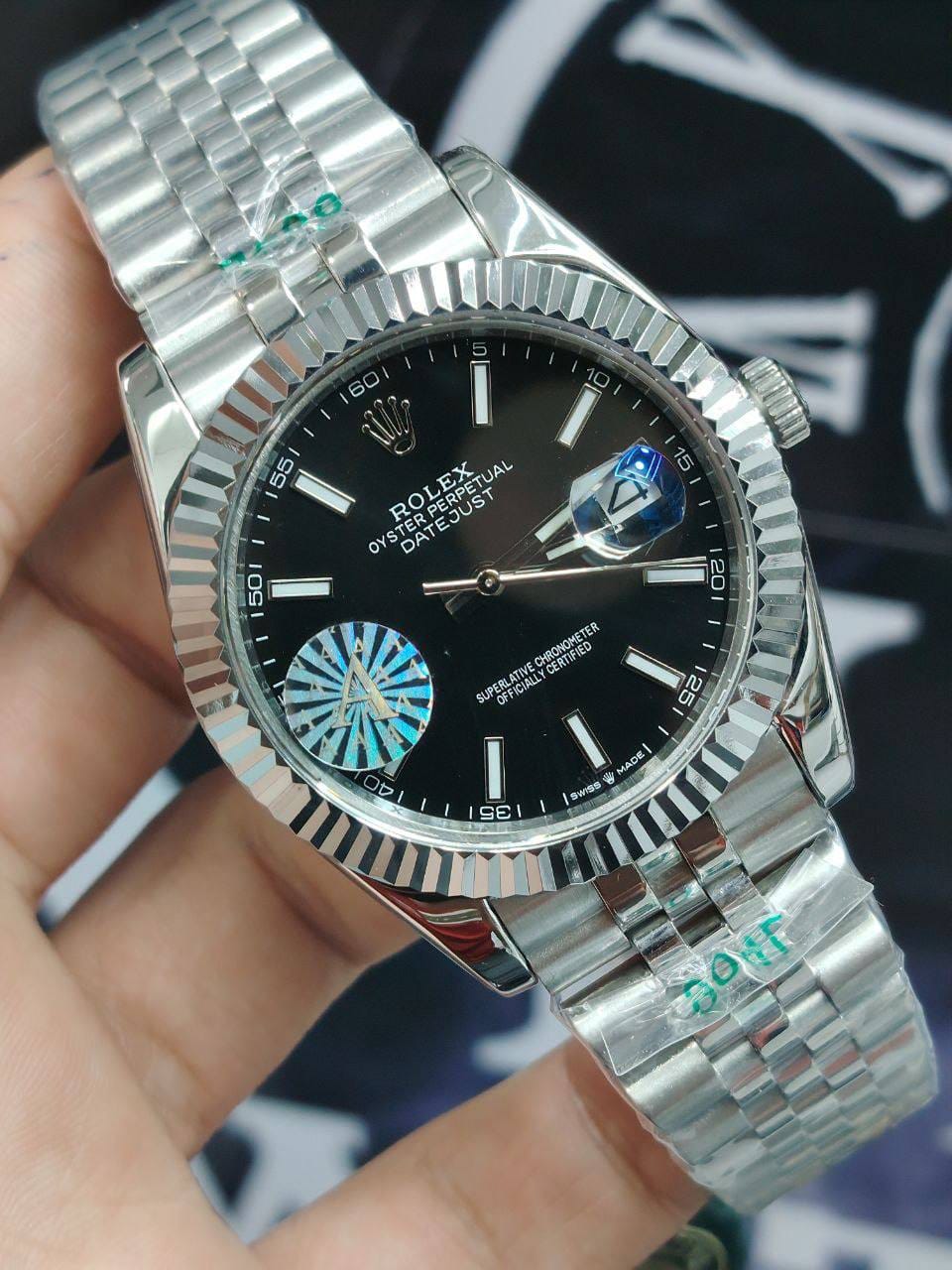 Rolex Datejust 36mm unisex mirror watch, black dial – view 8
