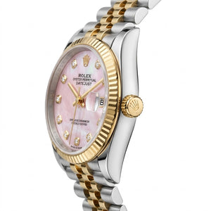 Rolex Datejust 36mm unisex mirror watch, pink mother-of-pearl stone-set dial – view 5