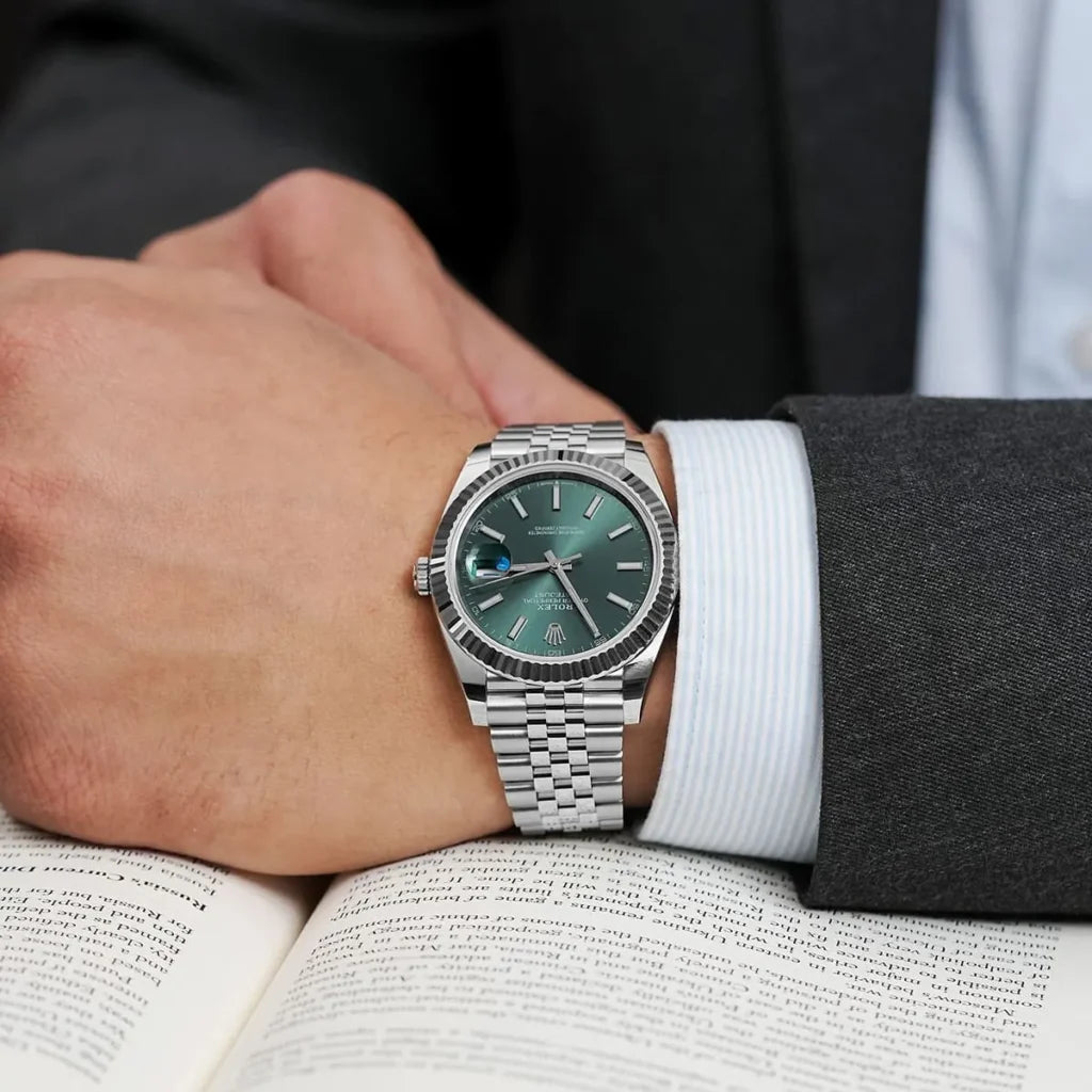Rolex Datejust 36mm unisex mirror watch, mint green dial – view 7