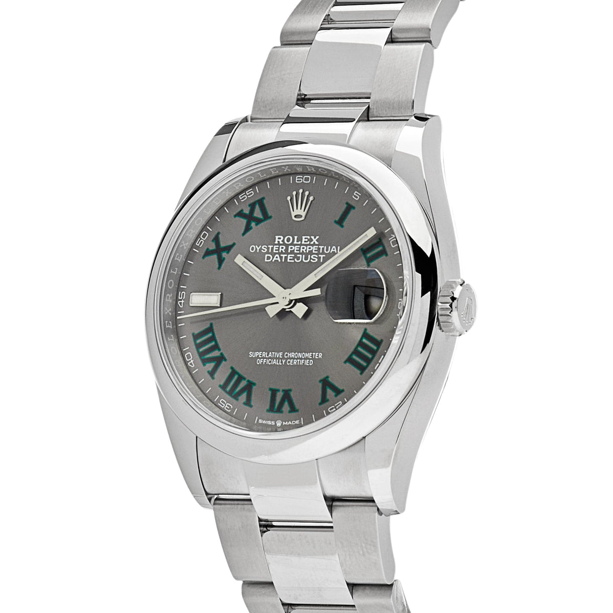 Rolex Datejust 36mm unisex mirror watch, slate gray roman numeral dial – view 3