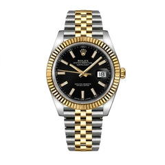 Rolex Datejust 36mm Unisex Mirror Automatic Watch – Black Dial & Two-Tone Silver & Gold-Tone Stainless Steel Five-Link Bracelet