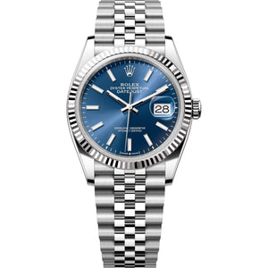 Rolex Datejust 36mm Unisex Mirror Automatic Watch – Blue Dial & Silver Stainless Steel Five-Link Bracelet
