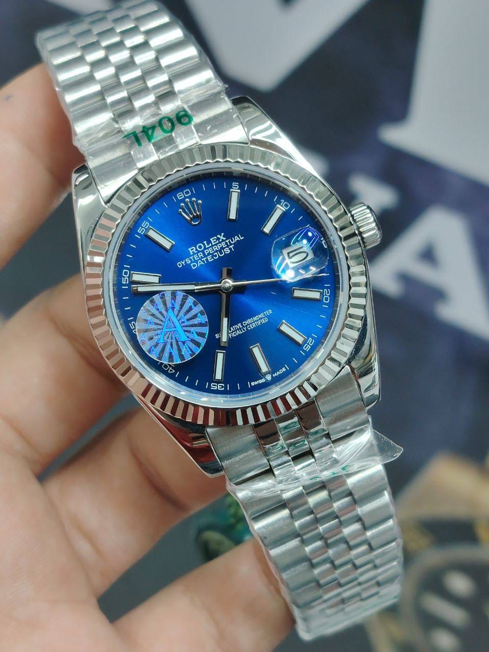 Rolex Datejust 36mm unisex mirror watch, blue dial – view 8