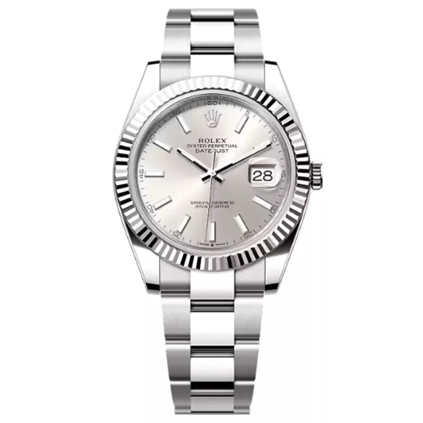 Rolex Datejust 36mm Unisex Mirror Automatic Watch – White Dial & Silver Stainless Steel Three-Link Bracelet