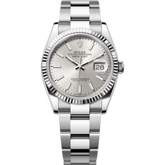 Rolex Datejust 36mm Unisex Mirror Automatic Watch – Silver Dial & Silver Stainless Steel Three-Link Bracelet