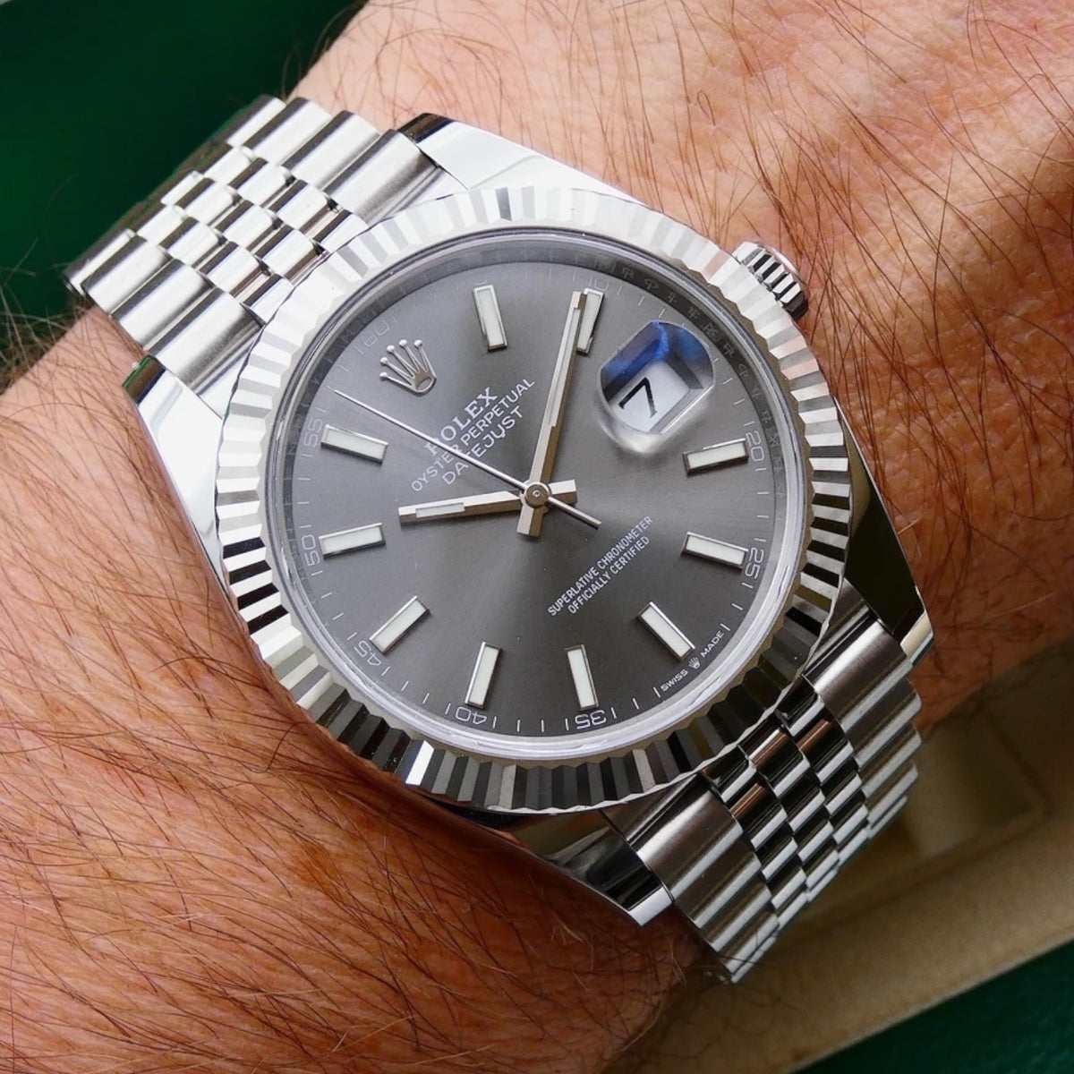 Rolex Datejust 36mm unisex mirror watch, slate gray dial – view 3