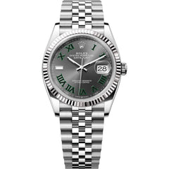Rolex Datejust 36mm Unisex Mirror Automatic Watch – Slate Gray Roman Numeral Dial & Silver Stainless Steel Five-Link Bracelet