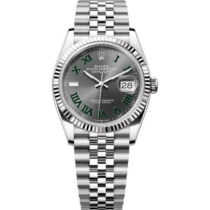 Rolex Datejust 36mm Unisex Mirror Automatic Watch – Slate Gray Roman Numeral Dial & Silver Stainless Steel Five-Link Bracelet