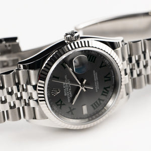 Rolex Datejust 36mm unisex mirror watch, slate gray roman numeral dial – view 5
