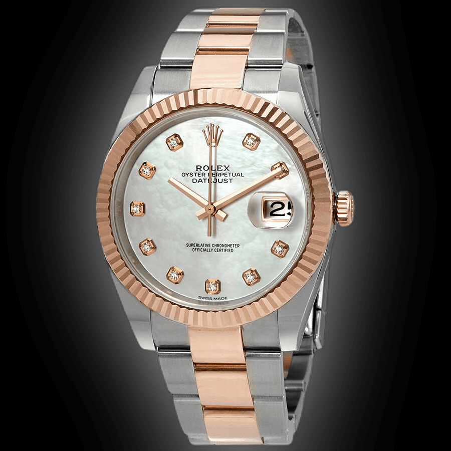 Rolex Datejust 41mm men's mirror watch, white mother-of-pearl stone-set dial – view 3