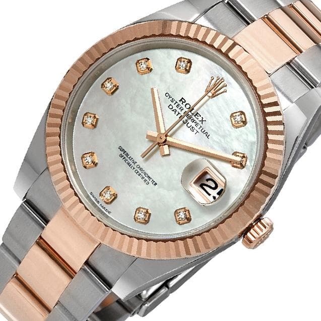 Rolex Datejust 41mm men's mirror watch, white mother-of-pearl stone-set dial – view 7