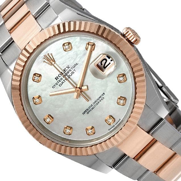 Rolex Datejust 41mm men's mirror watch, white mother-of-pearl stone-set dial – view 8