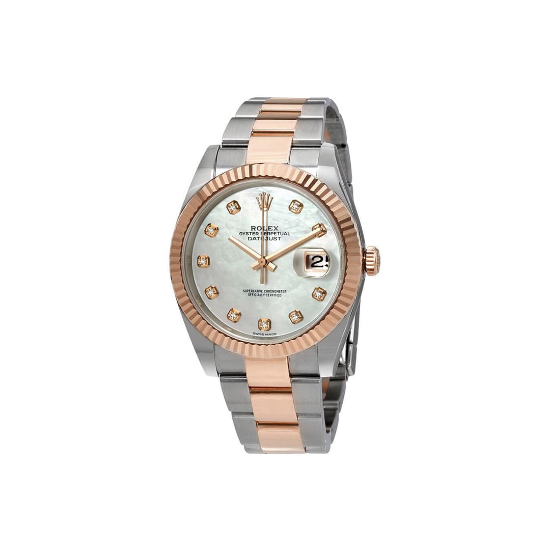 Rolex Datejust 41mm men's mirror watch, white mother-of-pearl stone-set dial – view 2
