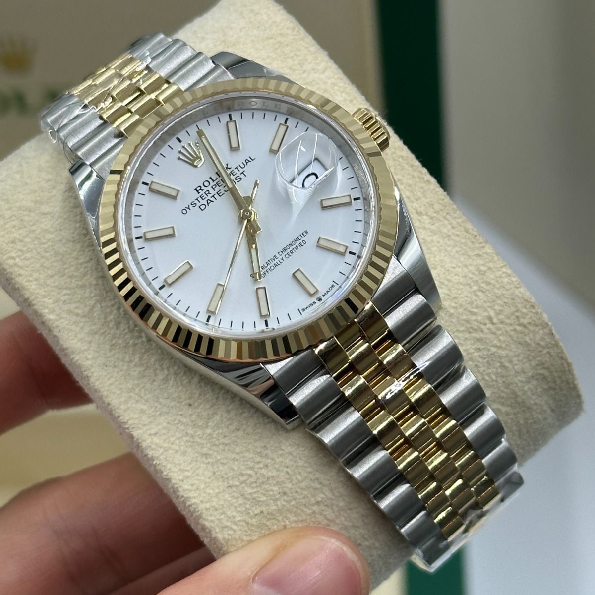 Rolex Datejust 41mm men's mirror watch, silver stone-set dial – view 3