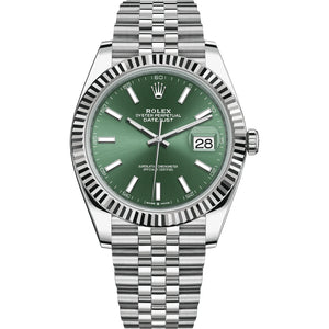 Rolex Datejust 41mm Men's Mirror Automatic Watch – Dark Green Dial & Silver Stainless Steel Five-Link Bracelet