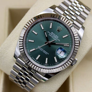 Rolex Datejust 41mm men's mirror watch, dark green dial – view 8