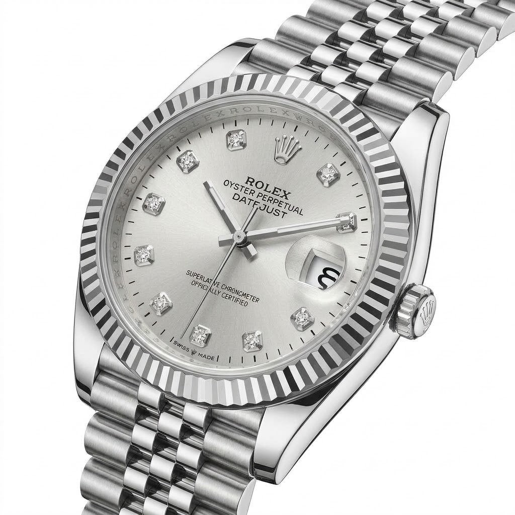 Rolex Datejust 41mm men's mirror watch, silver stone-set dial – view 3