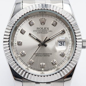 Rolex Datejust 41mm men's mirror watch, silver stone-set dial – view 4