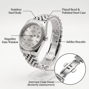 Rolex Datejust 41mm men's mirror watch, silver stone-set dial – view 7