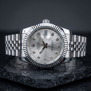 Rolex Datejust 41mm men's mirror watch, silver stone-set dial – view 8