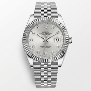 Rolex Datejust 41mm men's mirror watch, silver stone-set dial – view 2