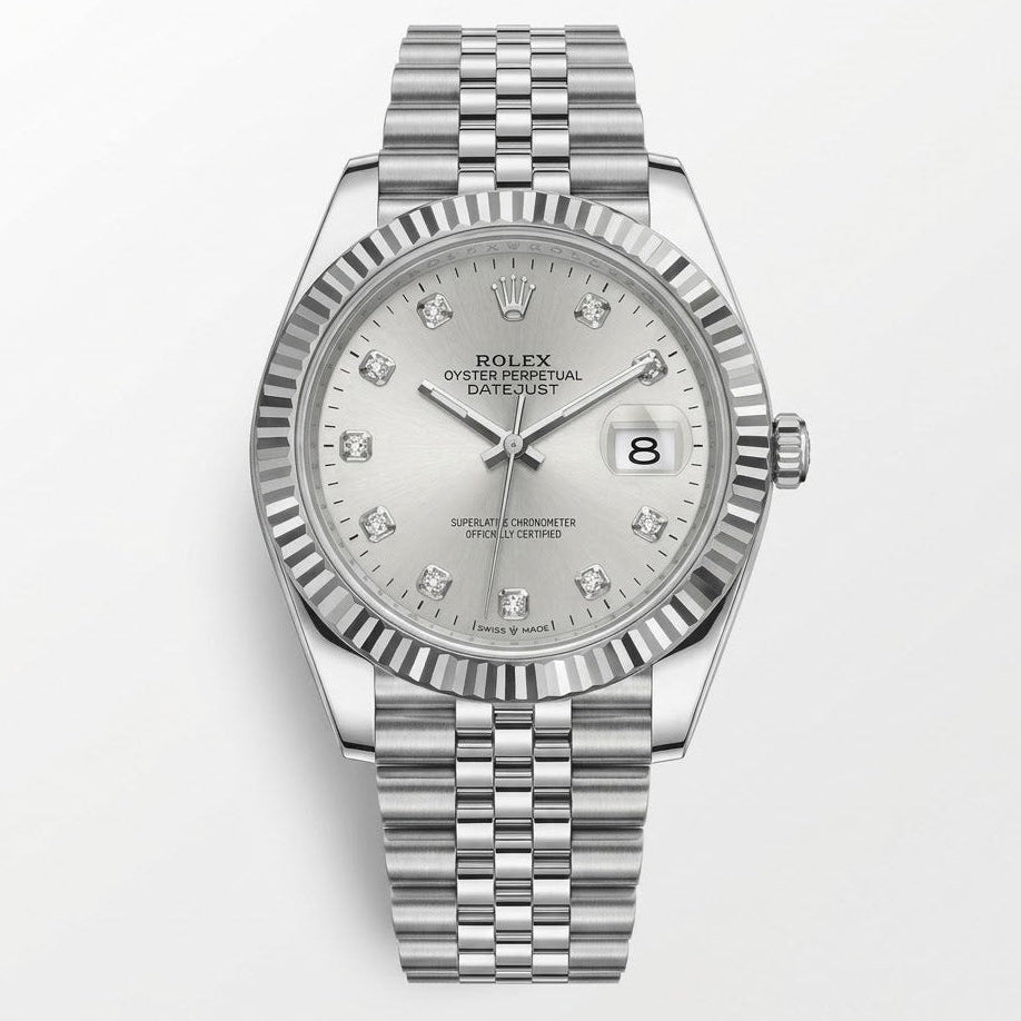 Rolex Datejust 41mm men's mirror watch, silver stone-set dial – view 2