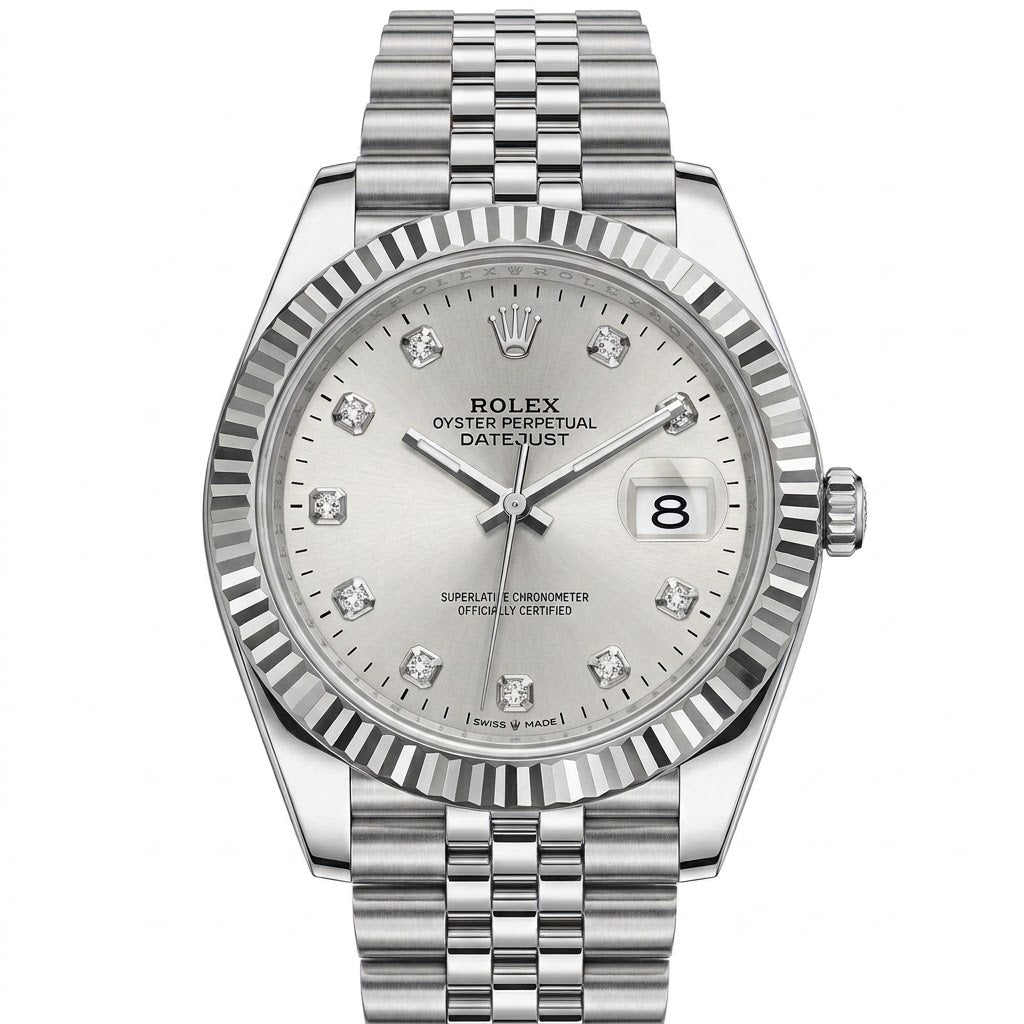 Rolex Datejust 41mm men's mirror watch, silver stone-set dial – view 2