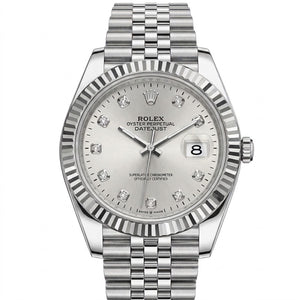 Rolex Datejust 41mm men's mirror watch, silver stone-set dial – view 2