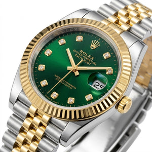 Rolex Datejust 41mm men's mirror watch, green stone-set dial – view 3