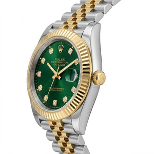 Rolex Datejust 41mm men's mirror watch, green stone-set dial – view 4