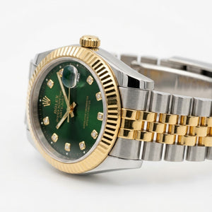 Rolex Datejust 41mm men's mirror watch, green stone-set dial – view 5