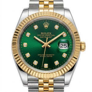 Rolex Datejust 41mm men's mirror watch, green stone-set dial – view 6