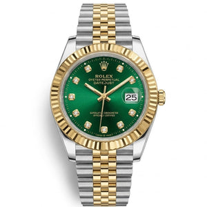 Rolex Datejust 41mm men's mirror watch, green stone-set dial – view 2