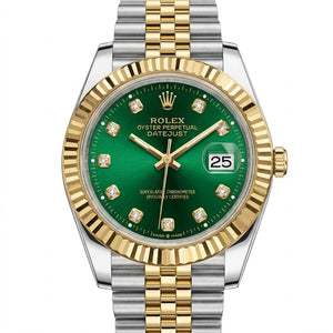Rolex Datejust 41mm men's mirror watch, green stone-set dial – view 2