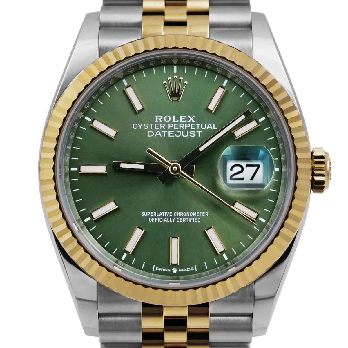Rolex Datejust 41mm men's mirror watch, green dial – view 3