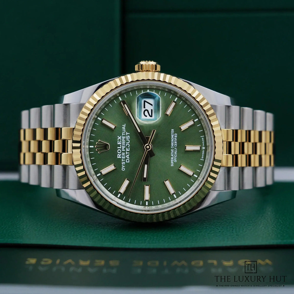 Rolex Datejust 41mm men's mirror watch, green dial – view 5