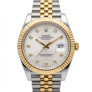 Rolex Datejust 41mm Men's Mirror Automatic Watch – Silver Stone-Set Dial & Two-Tone Silver & Gold-Tone Stainless Steel Five-Link Bracelet