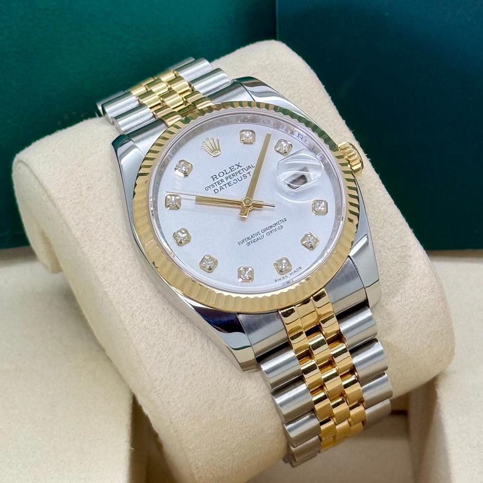 Rolex Datejust 41mm men's mirror watch, silver stone-set dial – view 8